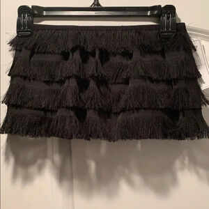 Fashion Forms Fringe Bandeau Bra Eyelash Smocking Black Sz S NWT
